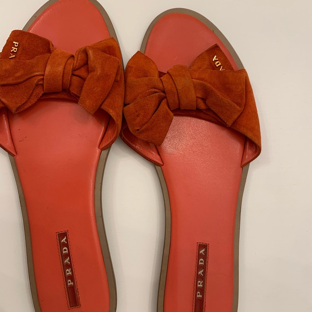 Prada Orange Sandals with Luxurious Bow Detail